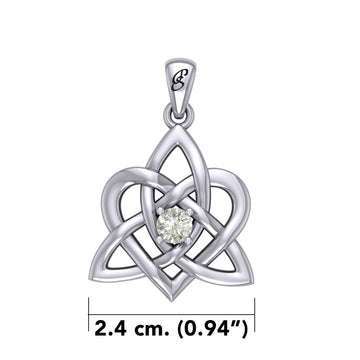 Peter Stone Jewelry: Sterling Silver Triquetra Celtic Heart Pendant with Gemstone – A Meaningful and Elegant Symbolic Necklace for Timeless Beauty TPD6207 - Jewelry